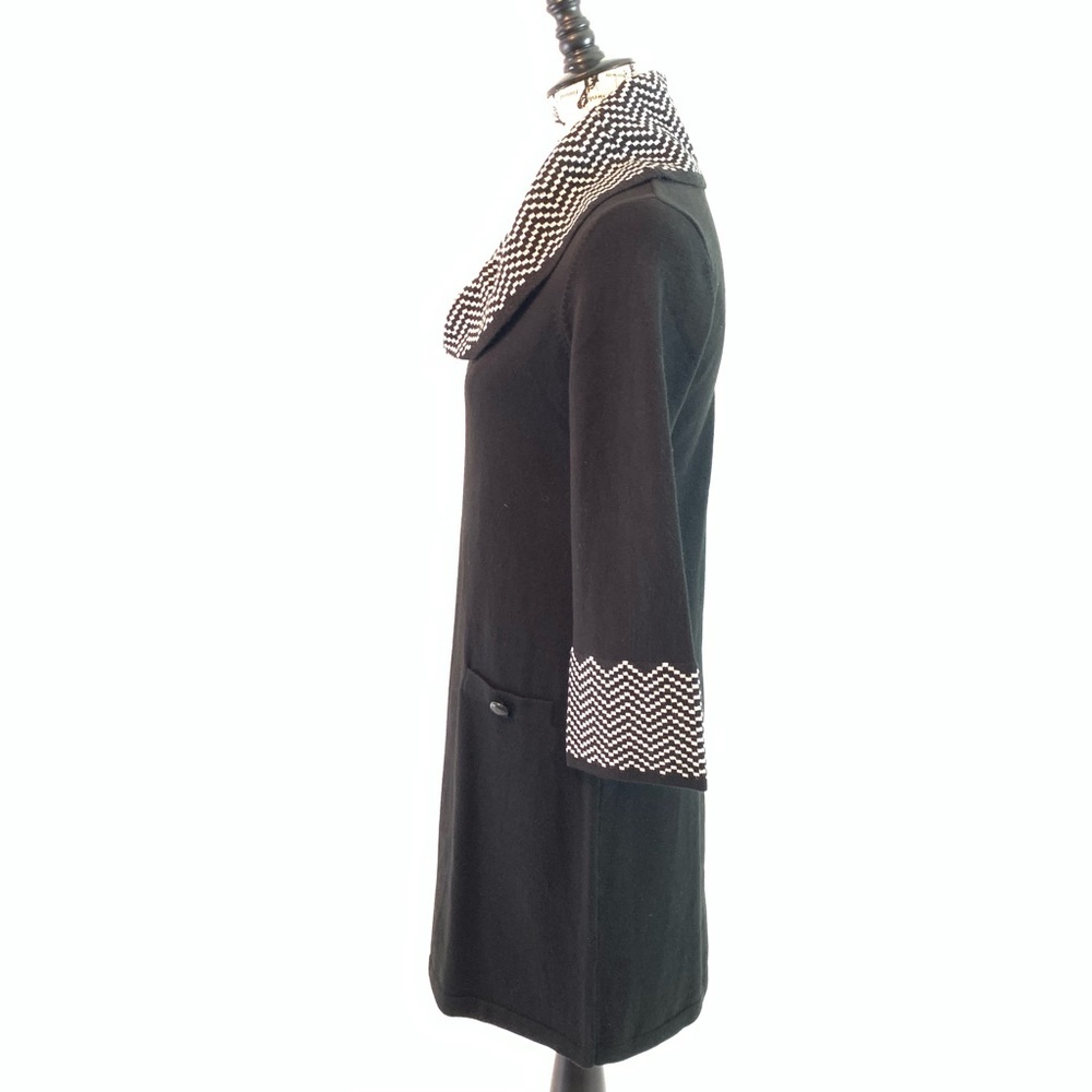 NWT Eliza J black chevron cowl shawl shift dress S - Picture 4 of 16